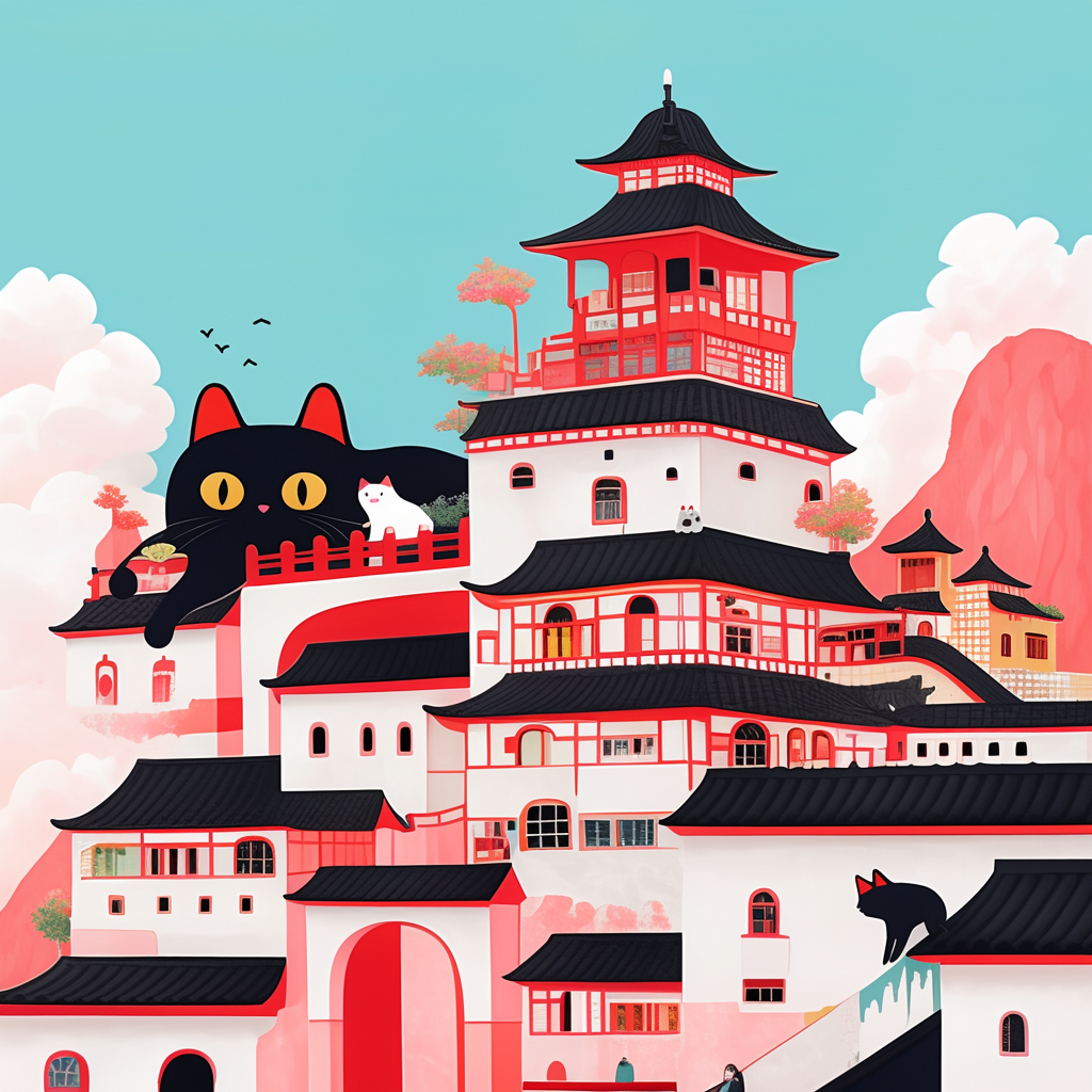 Hafenstadt im Anime-Stil